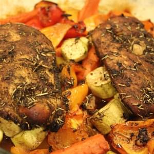 Roasted Garlic Balsamic Chicken and Vegetables