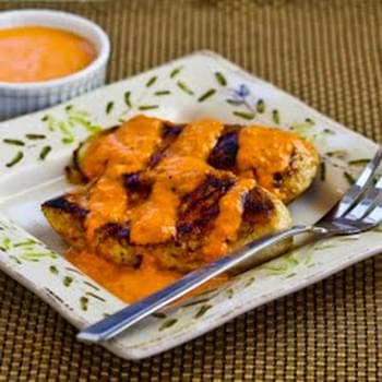 Grilled Garlic Chicken with Roasted Red Pepper Aioli Sauce