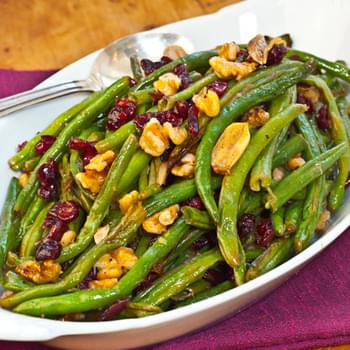 Roasted Green Beans with Cranberries and Walnuts