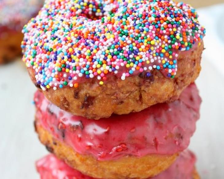 Raspberry Cake Doughnuts with Raspberry Glaze