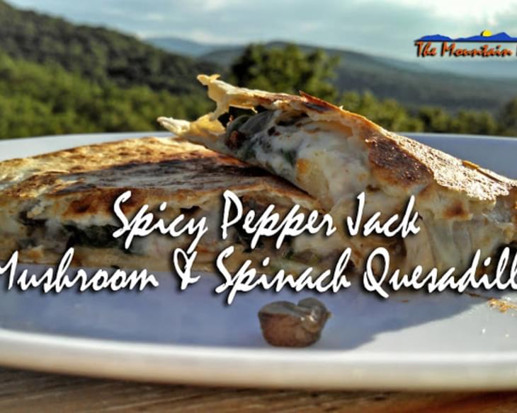 Meatless Monday ~ Spicy Pepper Jack Mushroom and Spinach Quesadillas