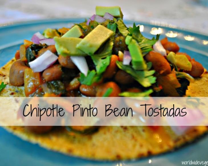 Chipotle Pinto Bean Tostadas with Roasted Pepper Salsa