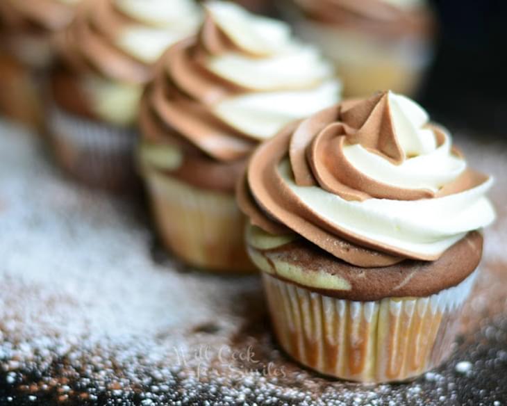 Marble Cupcakes with Marble Cream Cheese Frosting