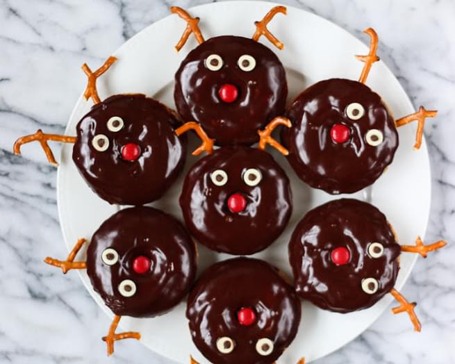 Chocolate Frosted Reindeer Donuts