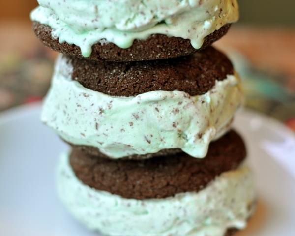 Chocolate-Mint Chip Ice Cream Sandwiches