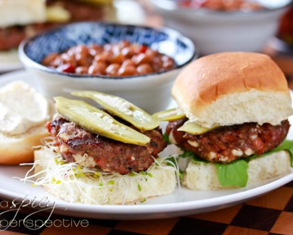 Andouille Blue Cheese Slider Burgers