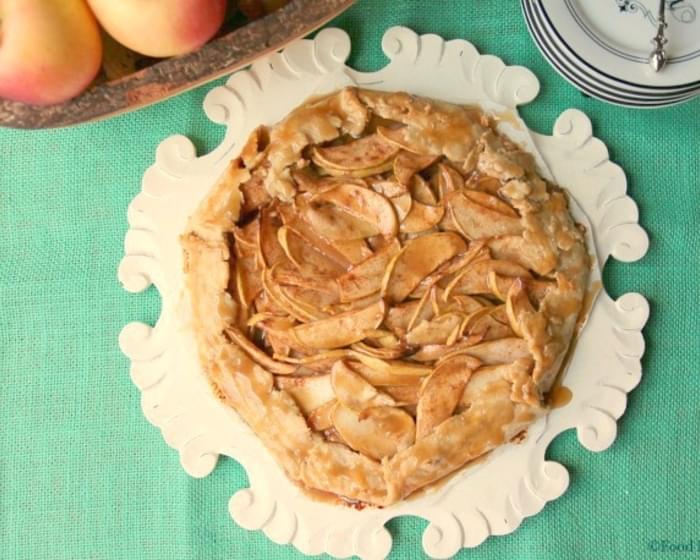 Rustic Apple Gallette with Oil Crust and Caramel Glaze