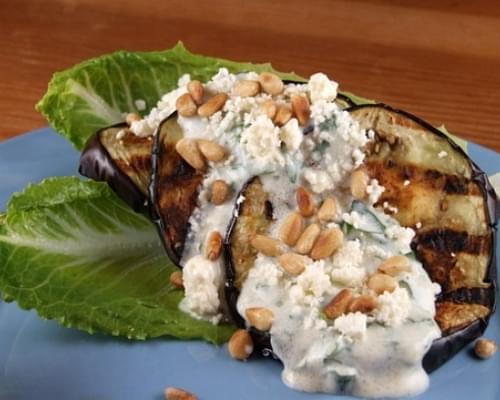 Grilled Eggplant Salad w/ Feta and Pine Nuts