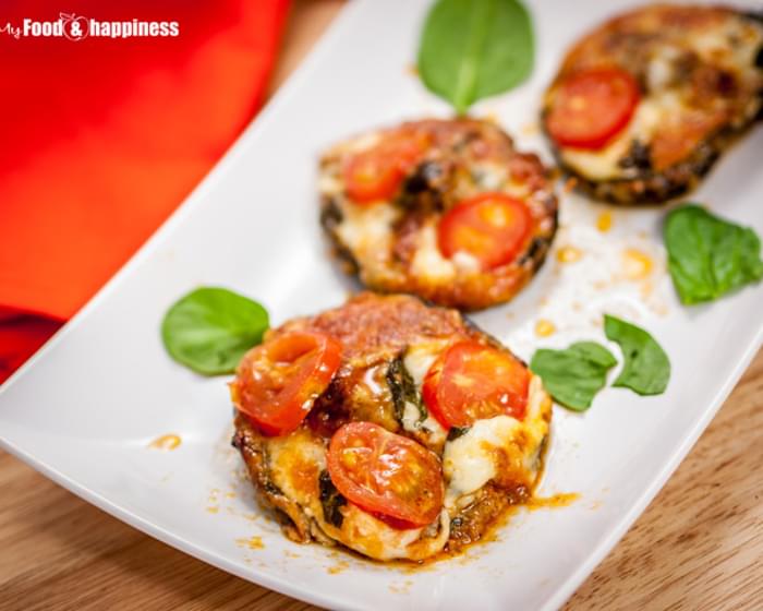 Pesto & Mozzarella stuffed portobello mushrooms