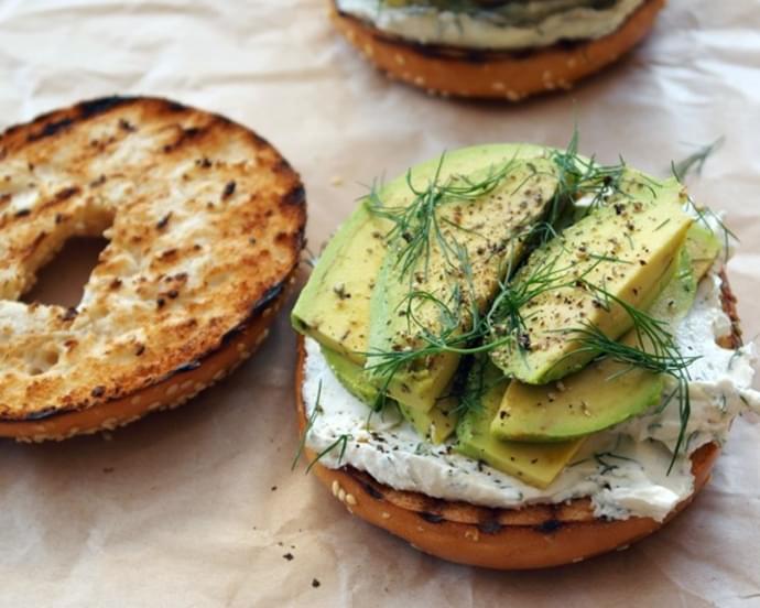 Toasted Bagel With Dill Cream Cheese & Avocado