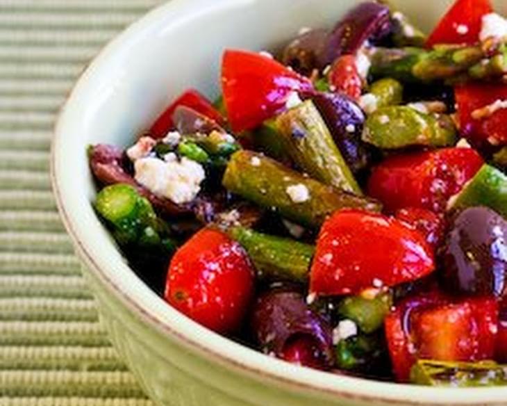 Salad Recipe with Asparagus, Cherry Tomatoes, Kalamata Olives, and Feta