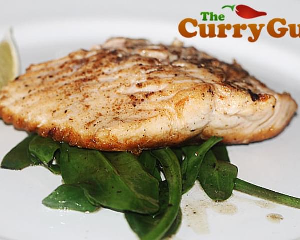 Pan Seared Spiced Wild Sea Trout With Sea Spinach