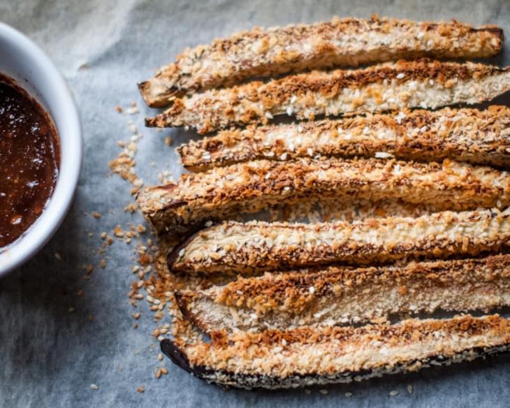 Baked Aubergine Fries With Miso Dip
