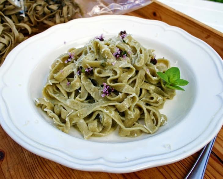 Trenette Al Basilico With Garlic, Olive Oil And Oregano Dressing
