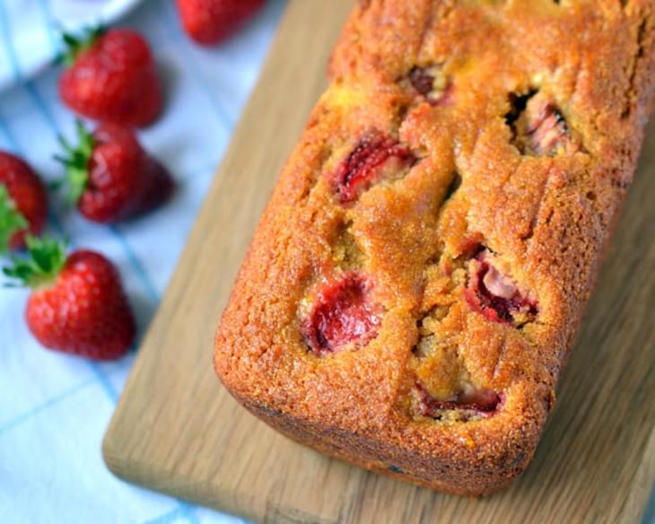Strawberry & Rhubarb Polenta Cake (Vegan & Gluten-free)