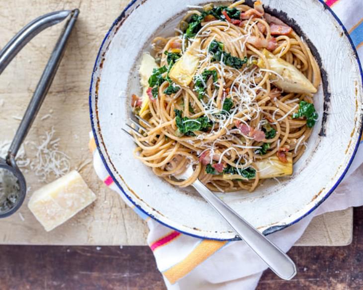 Wholewheat Spaghetti With Artichokes And Capers