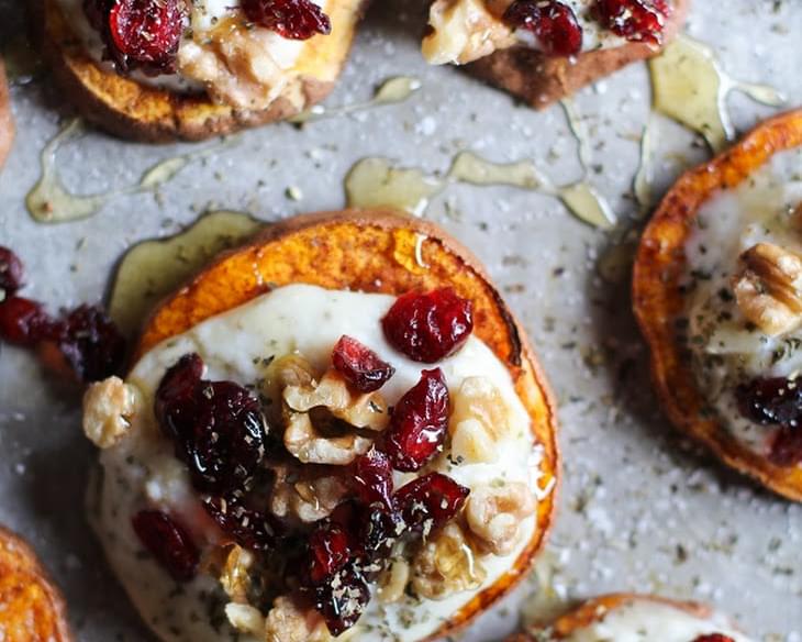 Sweet Potato Rounds with Herbed Ricotta and Walnuts