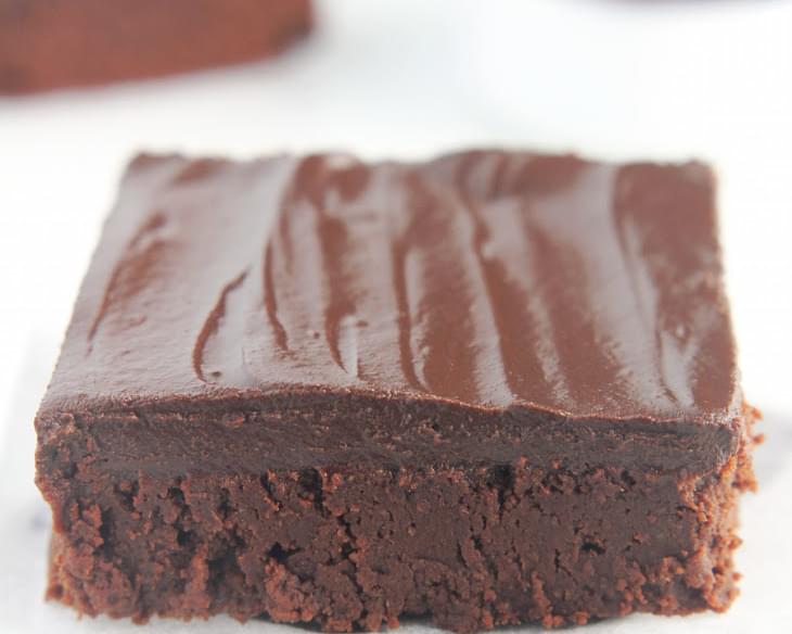 Clean & Fudgy Dark Chocolate Frosted Brownies