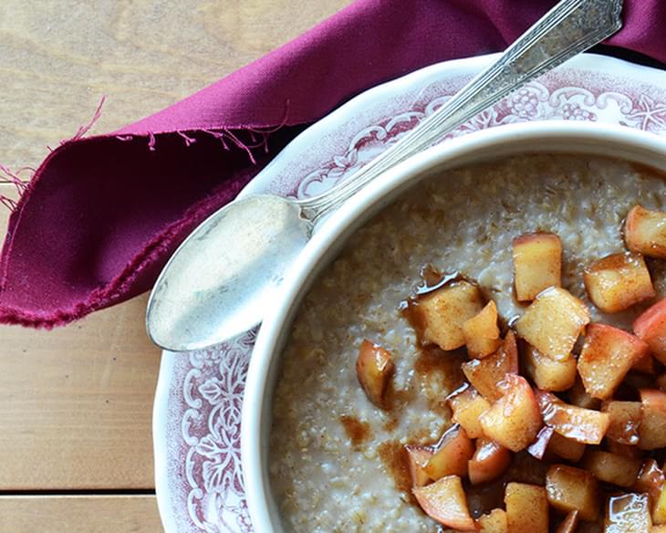 Irish Oatmeal with Hot Buttered Cinnamon Apples