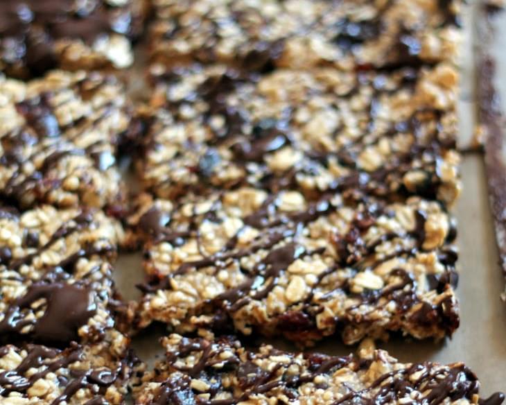 Chewy Dark Chocolate Cherry Protein Granola Bars with Chia Seeds