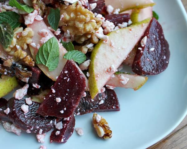 Pear and Beet Salad With Walnuts and Goat Cheese