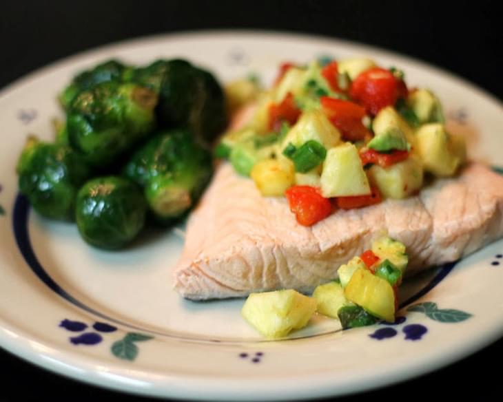 Poached Salmon with Pineapple Salsa