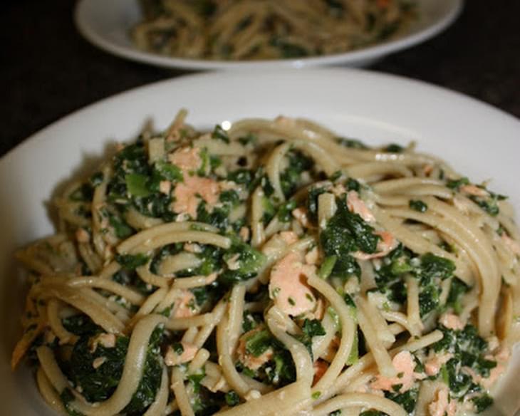 Salmon and Spinach Fettuccine