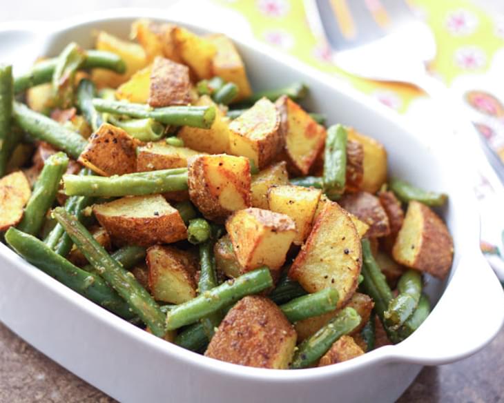Turmeric Roasted Potatoes with Green Beans
