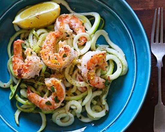 Shrimp Scampi Zoodles for Two