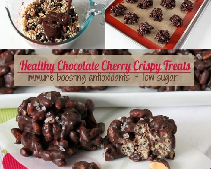 Healthy Chocolate Cherry Almond Crispy Treats