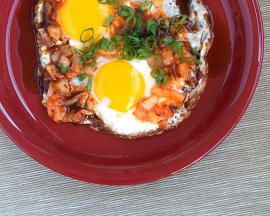 Fried Eggs with Kimchi