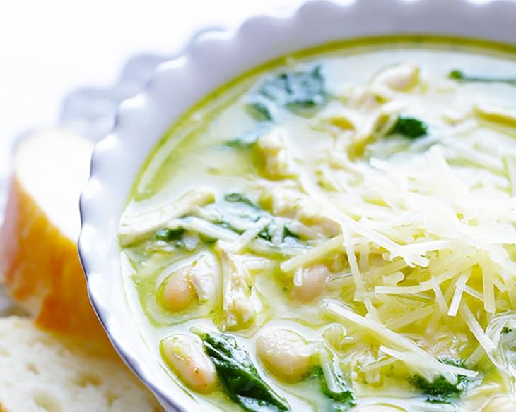 5-Ingredient Pesto Chicken Soup