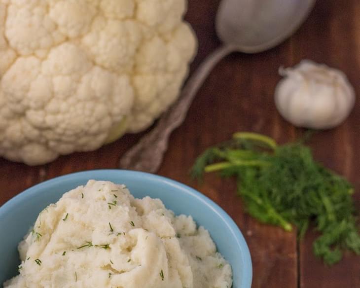 Paleo Cauliflower Mashed Potatoes with Garlic & Dill