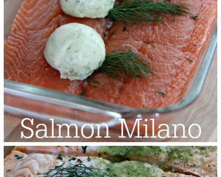 Salmon Milano with Basil Pesto Butter