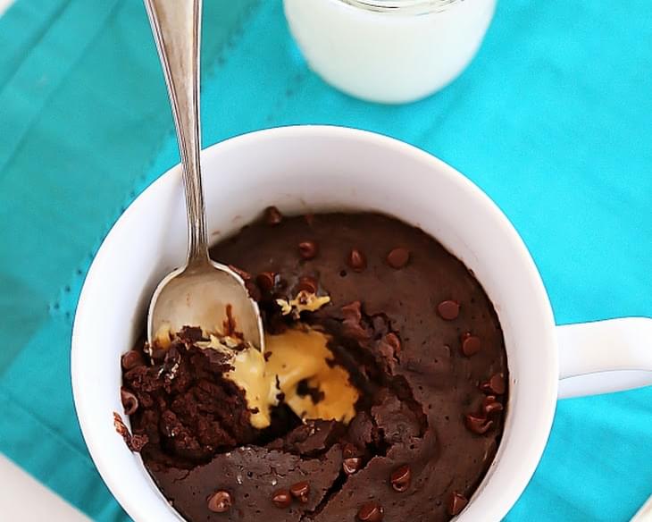 1-Minute Chocolate Peanut Butter Mug Cake