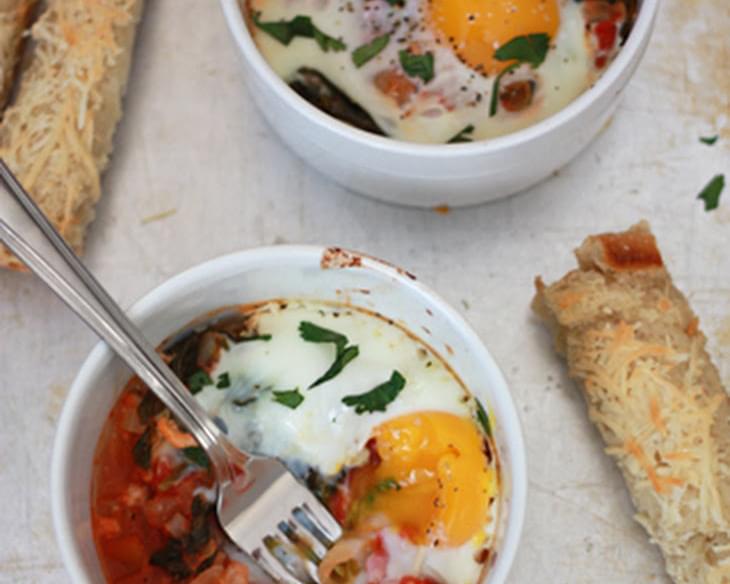 Baked Eggs with Tomatoes & Spinach