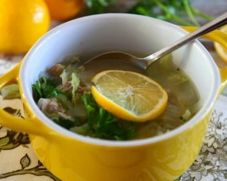 Lemony Chicken and Cabbage Soup over Quinoa