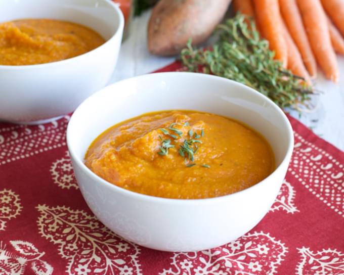 Roasted Carrot Sweet Potato Soup {Recipe Redux}