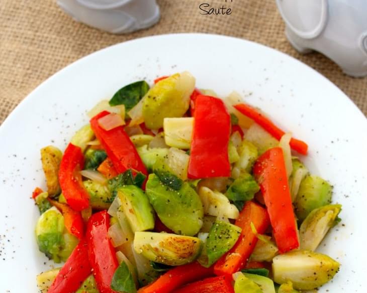 Quick Brussels Sprouts and Red Pepper Sauté