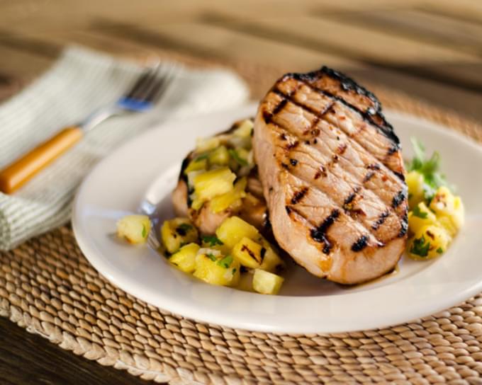 Grilled Pork Chops and Pineapple Salsa