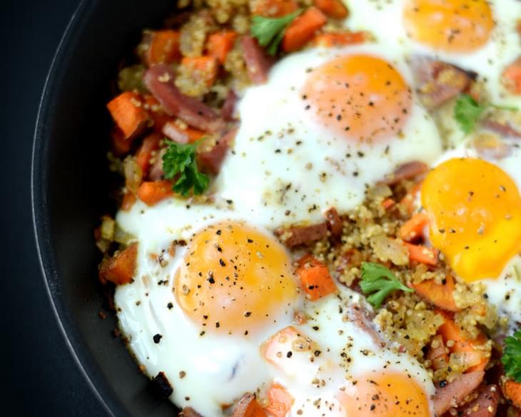 Ham n' Quinoa Hash with Baked Eggs
