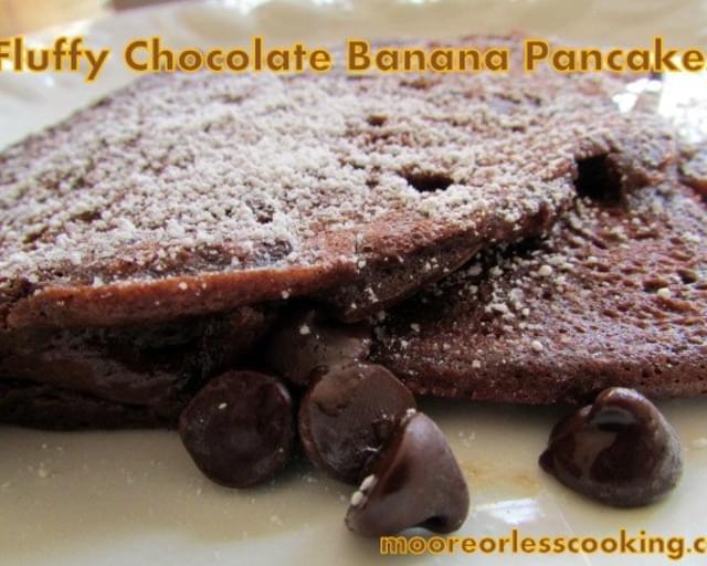 Fluffy Chocolate Banana Pancakes