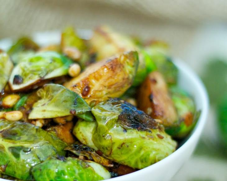 Honey Balsamic Pan Seared Brussels Sprouts