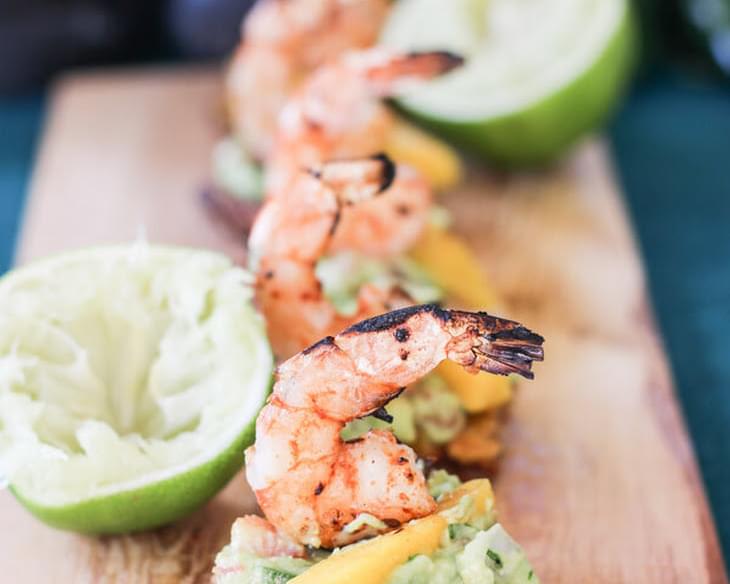 Tostones with Grilled Shrimp and Guacamole