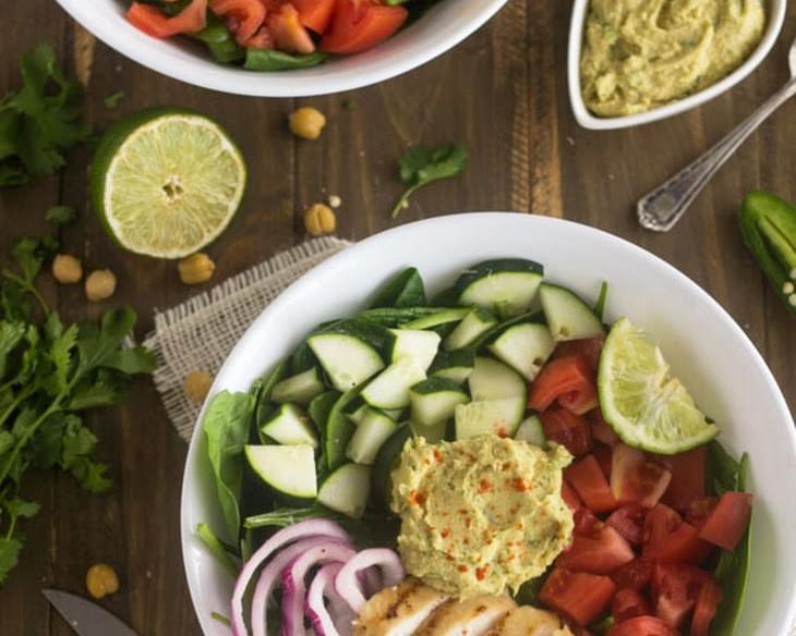Copy Cat Panera Cilantro Lime Hummus Chicken Power Salad {GF, Low Fat, Low Calorie, Easy + High Protein}