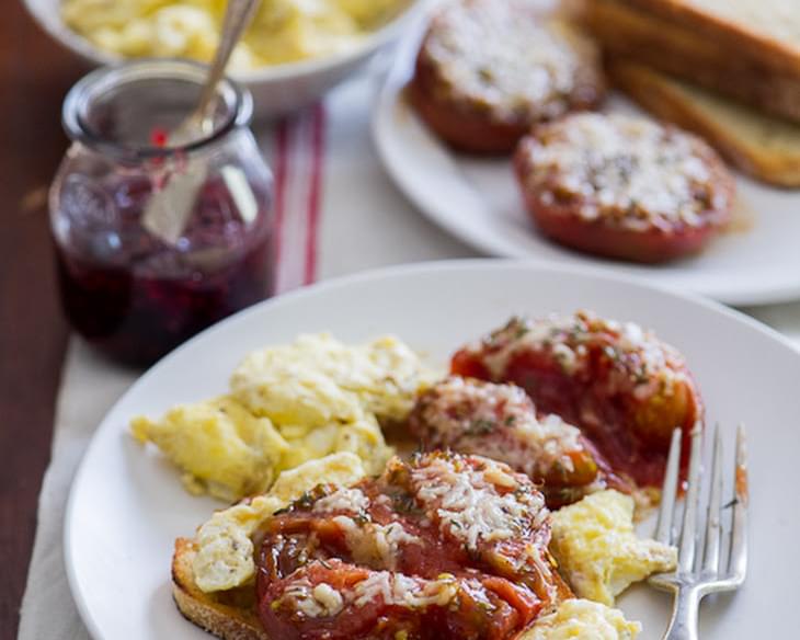 Baked Tomatoes with Parmesan Cheese & Fresh Herbs