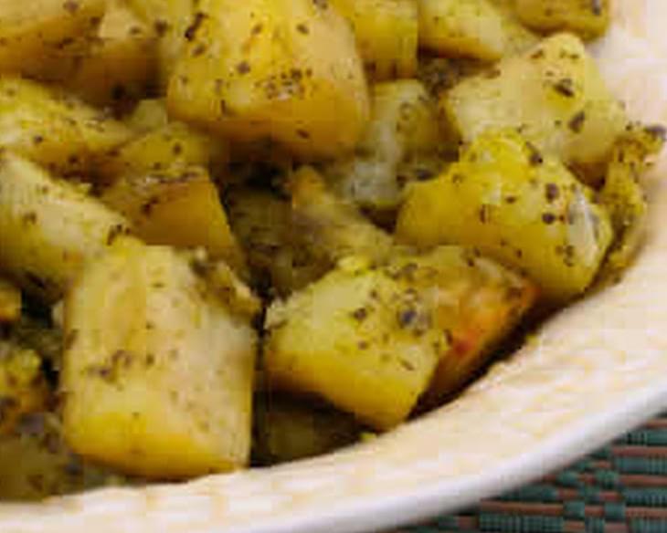 Roasted Sweet Potatoes with Pesto