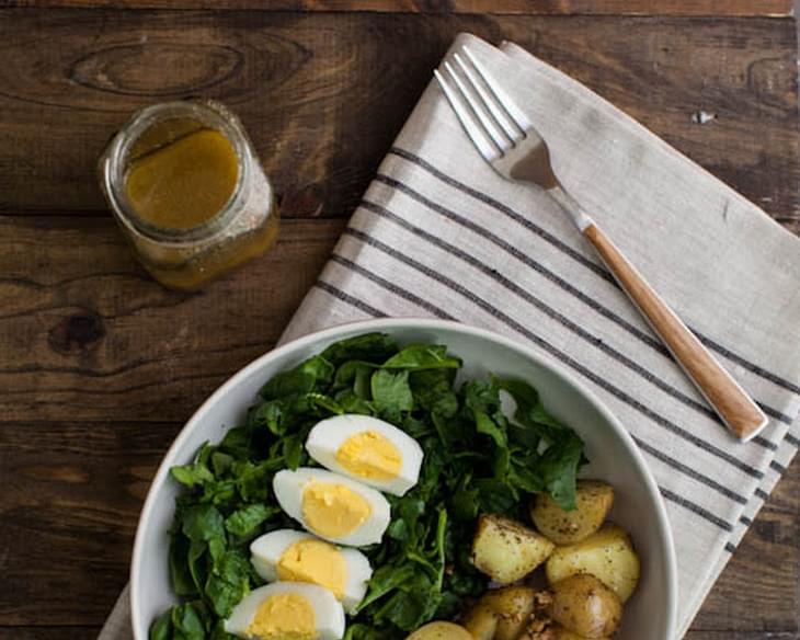 Garlic Roasted Potato, Spinach, and Egg Salad