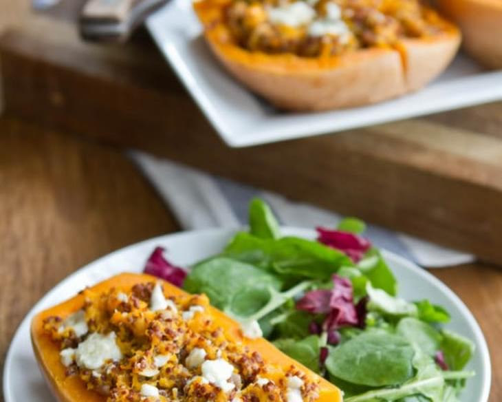 Twice Baked Butternut Squash (with quinoa and gorgonzola)