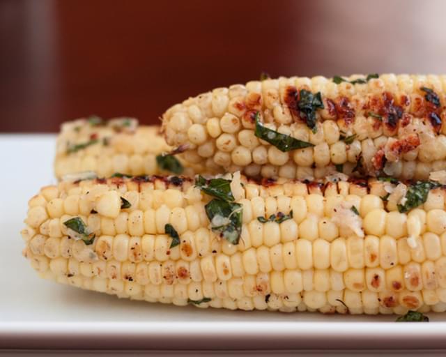 Grilled Corn on the Cob with Basil-Parmesan Butter